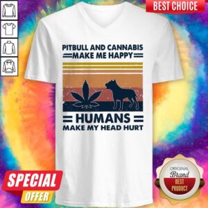 Alternative view of Official Pitbull And Cannabis Make Me Happy Humans Make My Head Hurt Vintage Shirt