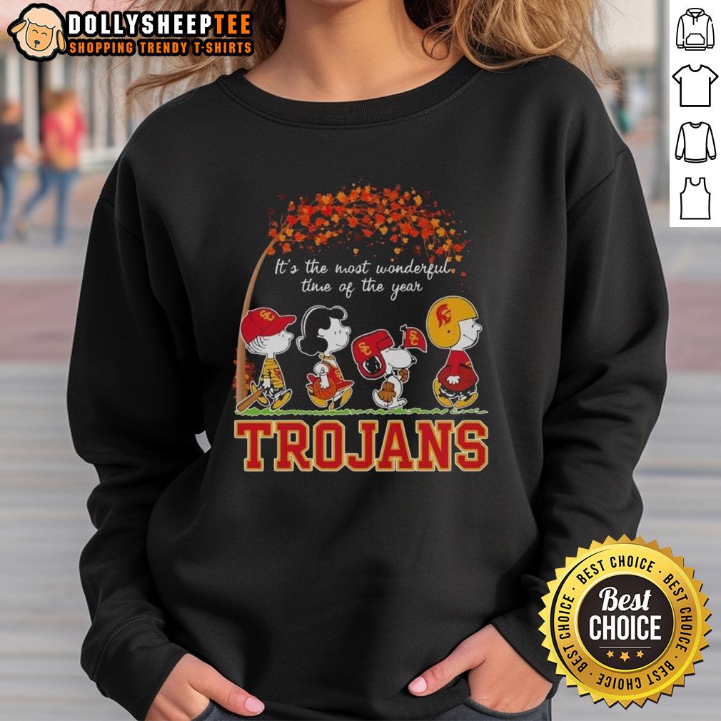 Nice Snoopy And Friends Trojans It's The Most Wonderful Time Of The Years Autumn T-Shirt - Image 4
