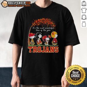 Nice Snoopy And Friends Trojans It's The Most Wonderful Time Of The Years Autumn T-Shirt