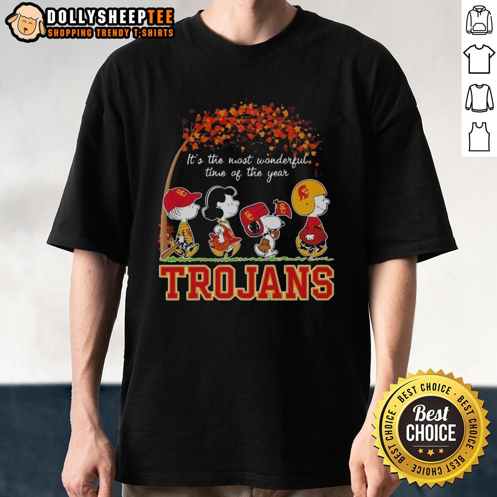 Nice Snoopy And Friends Trojans It's The Most Wonderful Time Of The Years Autumn T-Shirt