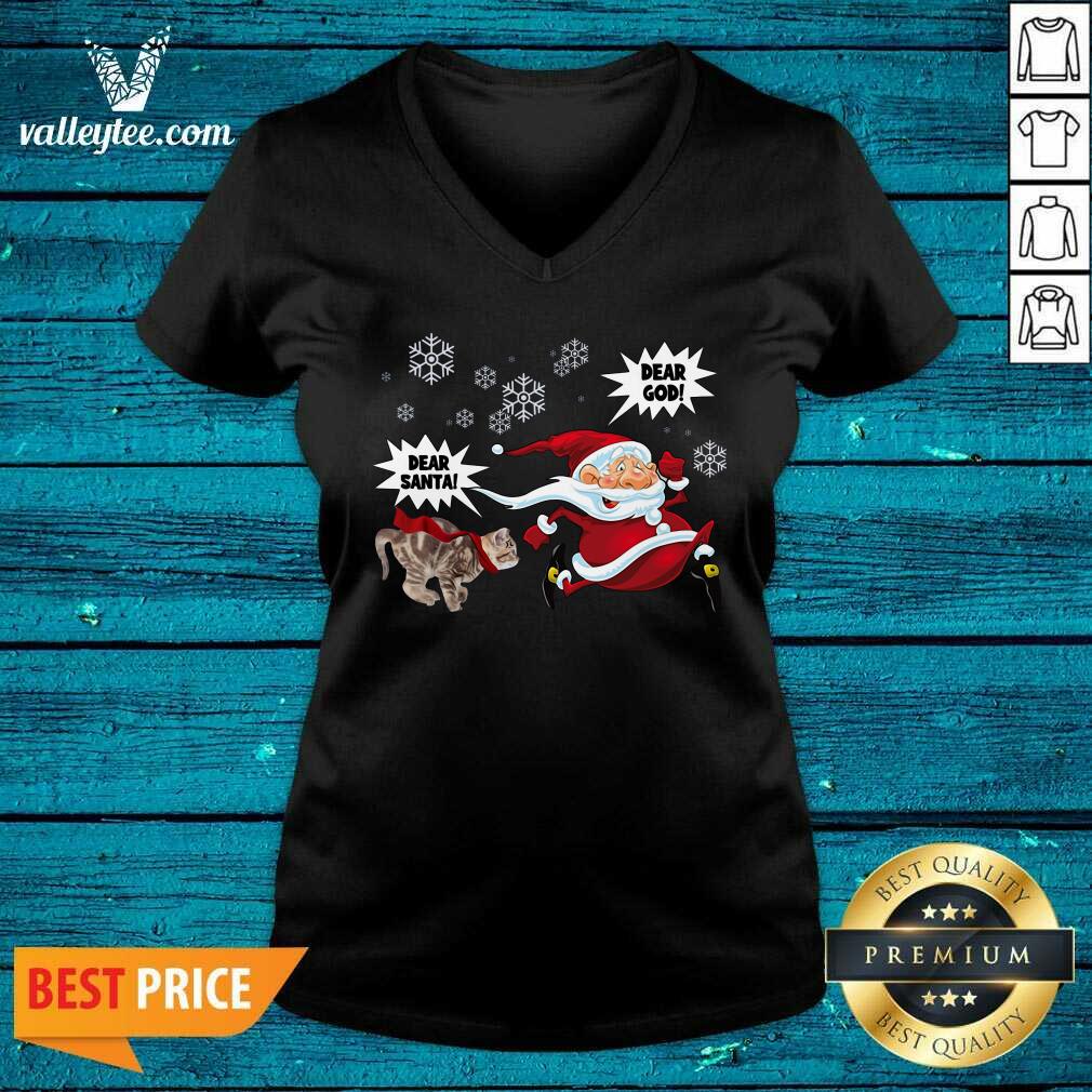 Cute Cat Dear Santa Dear God Ugly Christmas Shirt - Image 5