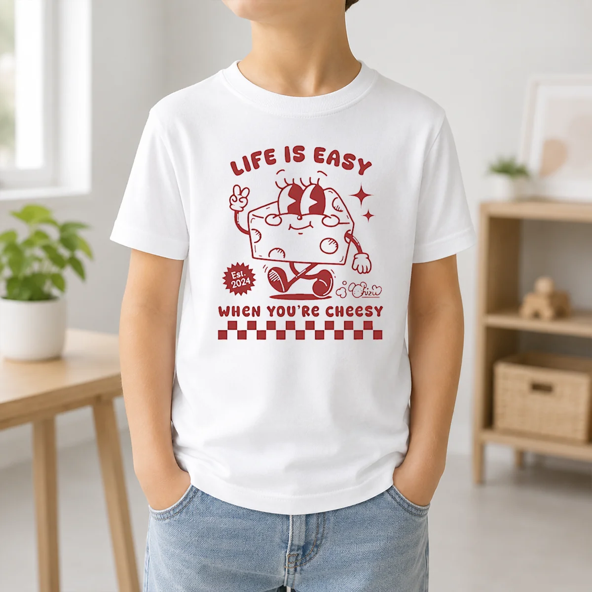 Official Life Is Easy When You'Re Cheesy Retro Cheese Character Shirt - Image 9