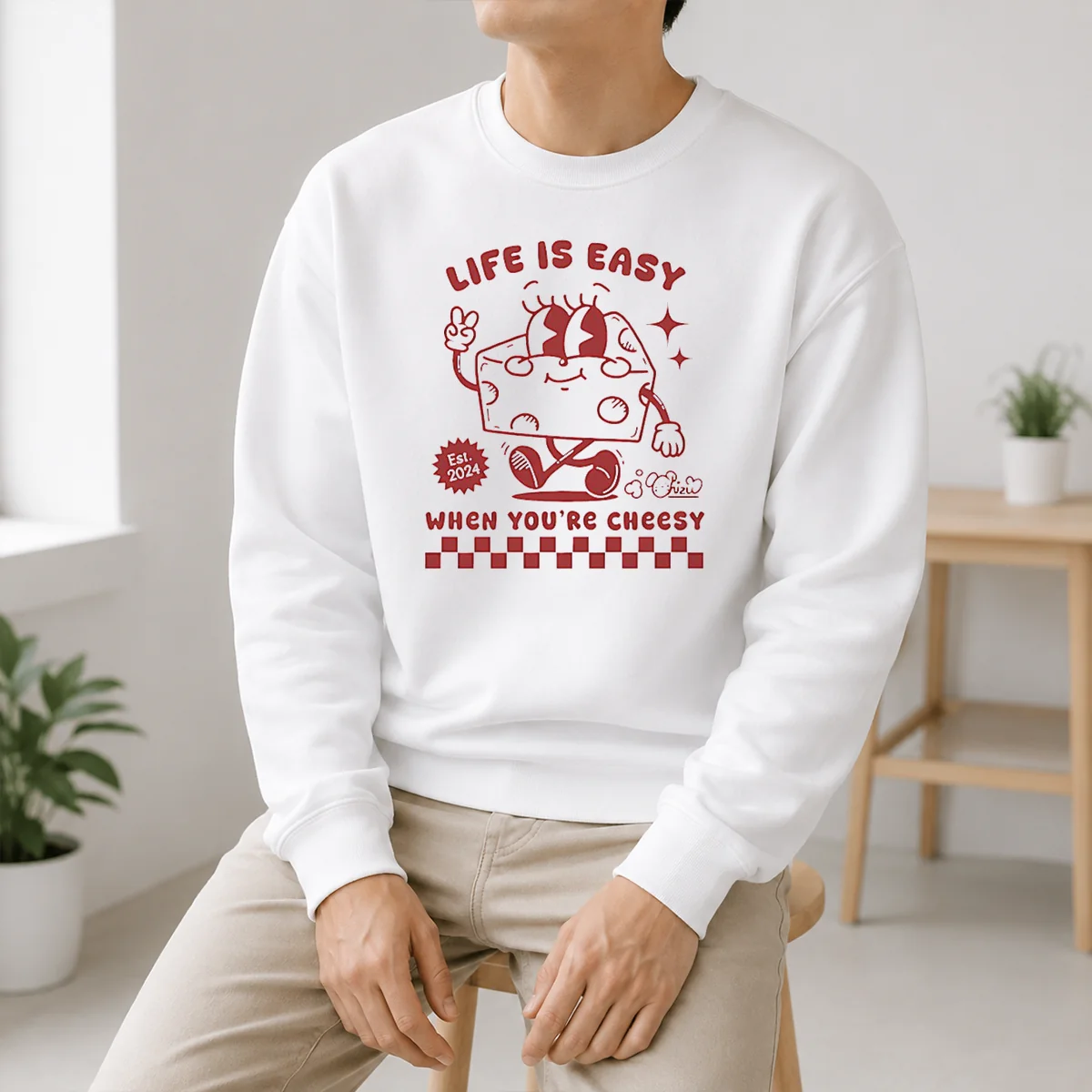 Official Life Is Easy When You'Re Cheesy Retro Cheese Character Shirt - Image 6