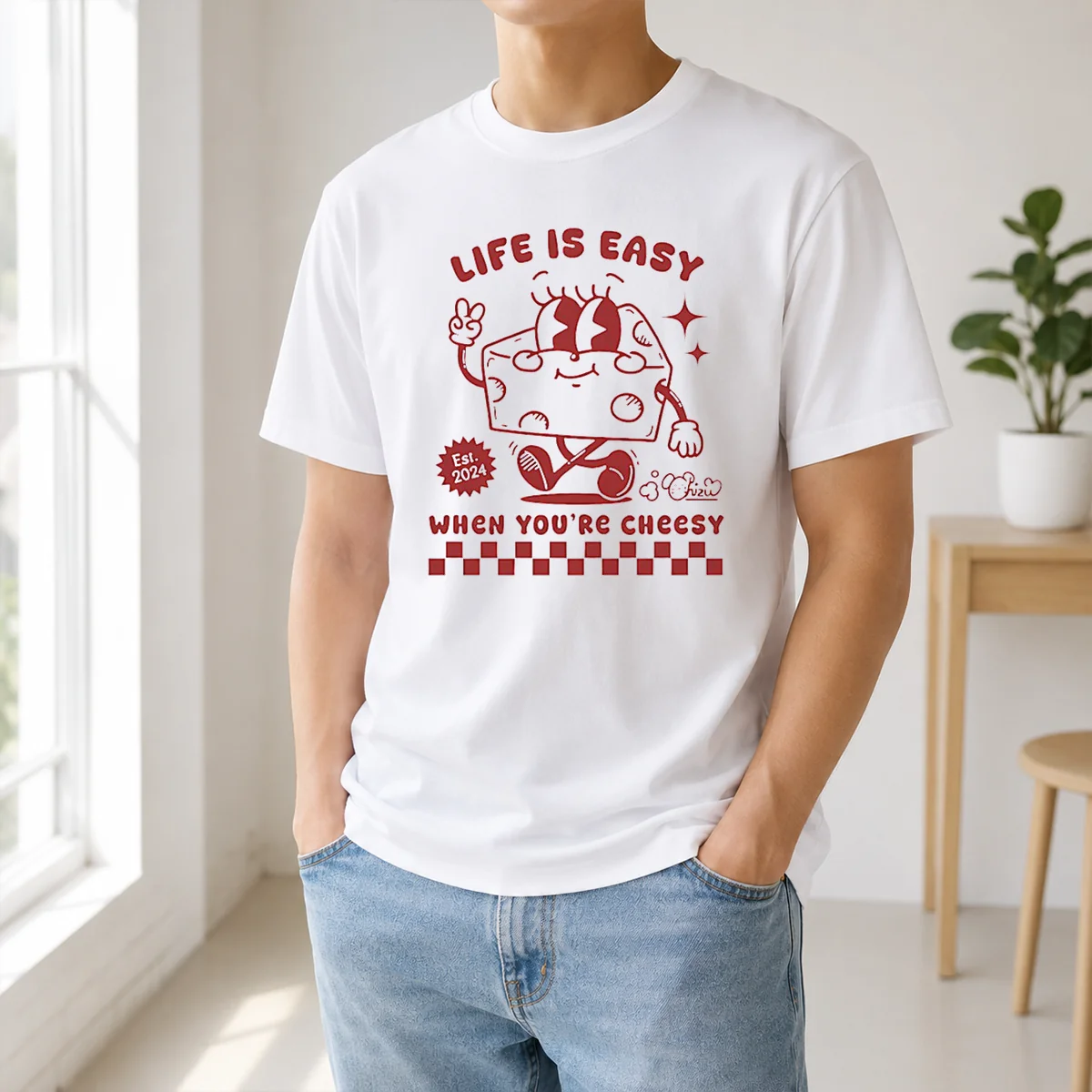 Official Life Is Easy When You'Re Cheesy Retro Cheese Character Shirt