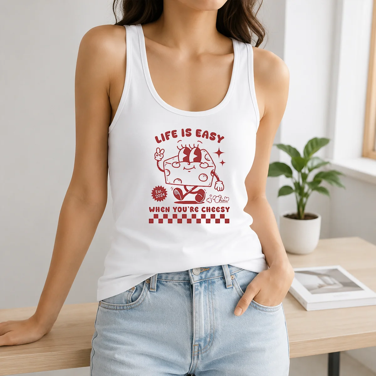 Official Life Is Easy When You'Re Cheesy Retro Cheese Character Shirt - Image 3