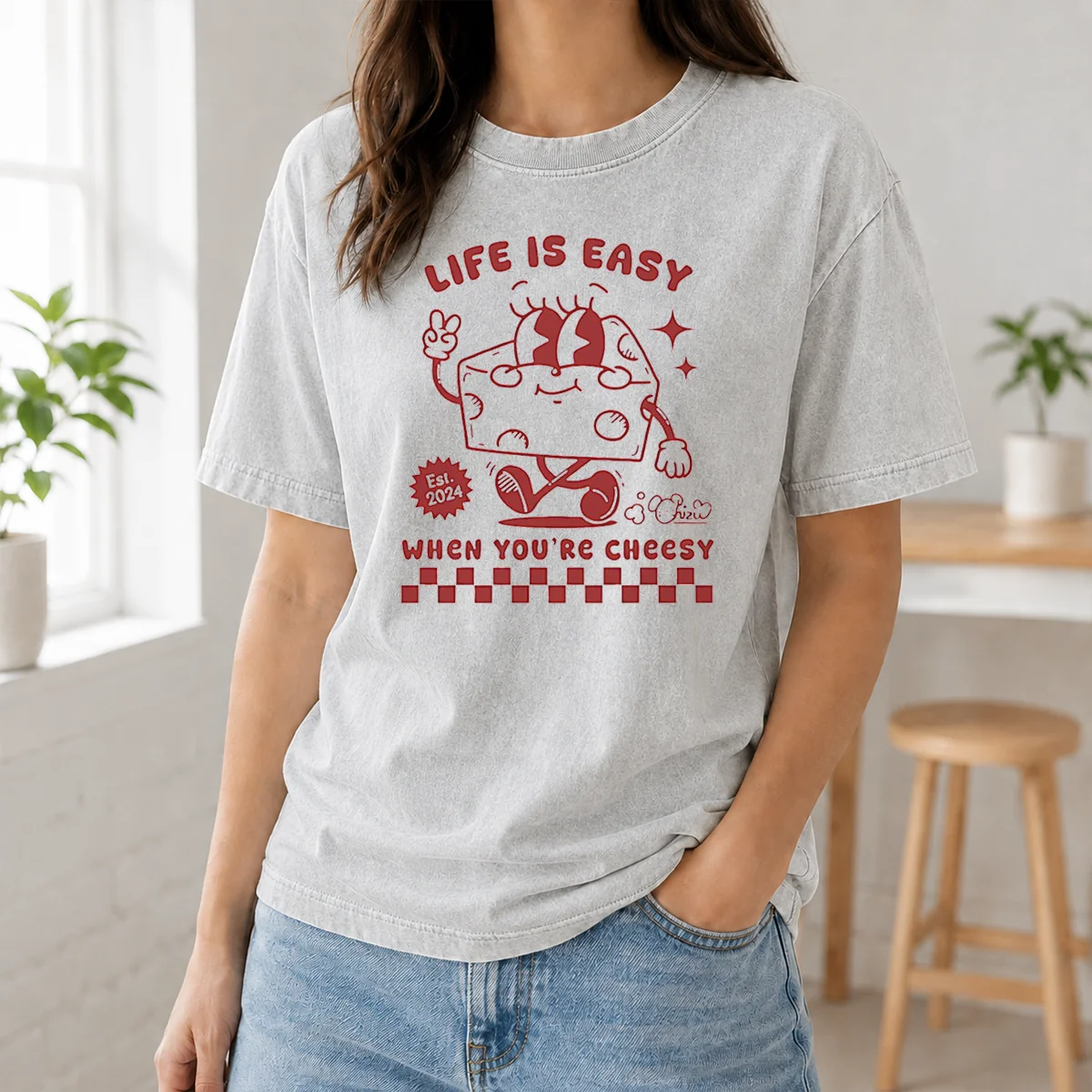 Official Life Is Easy When You'Re Cheesy Retro Cheese Character Shirt - Image 8
