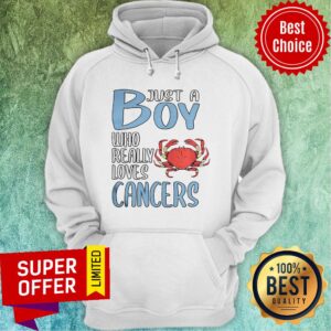 Alternative view of Awesome Crab Just A Boy Who Really Loves Cancers Shirt