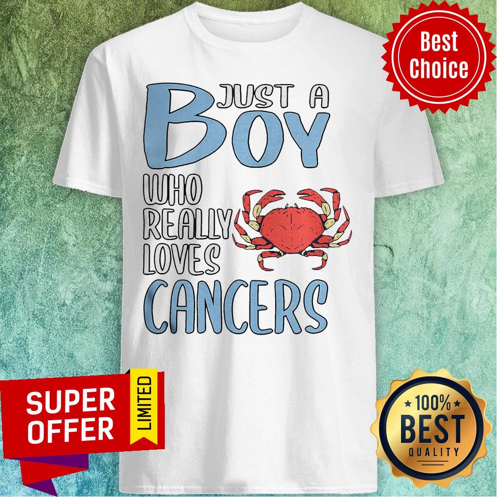 Awesome Crab Just A Boy Who Really Loves Cancers Shirt
