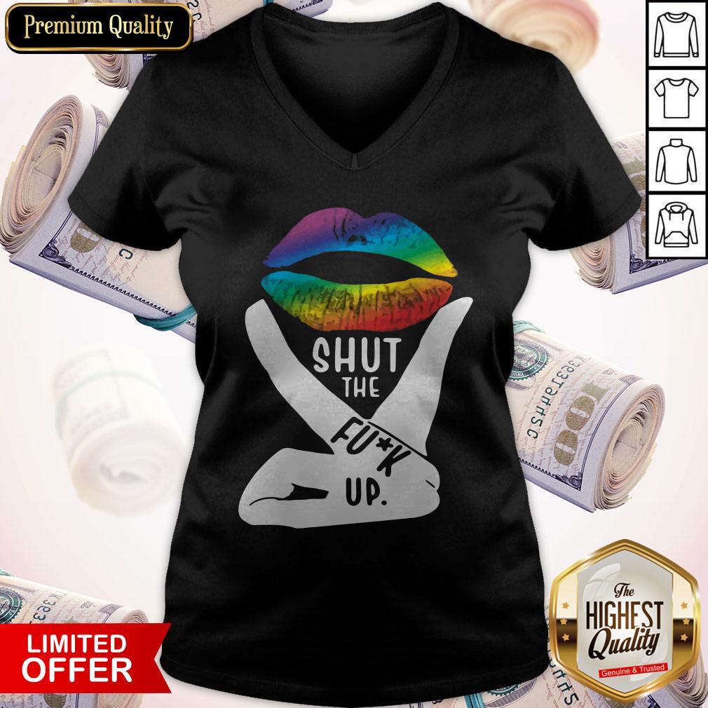 Shut The Fuck Up LGBT Pride Rainbow Lip Proud LGBT Shirt - Image 2