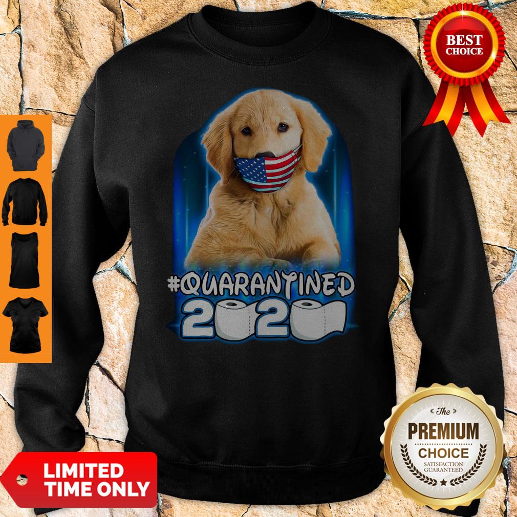 Nice Golden Retriever Face Mask American Flag Quarantined 2020 Toilet Paper Shirt - Image 5