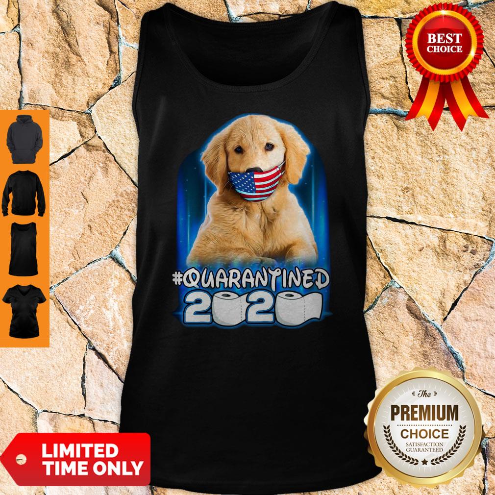 Nice Golden Retriever Face Mask American Flag Quarantined 2020 Toilet Paper Shirt - Image 4