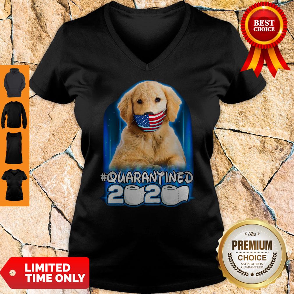 Nice Golden Retriever Face Mask American Flag Quarantined 2020 Toilet Paper Shirt - Image 3