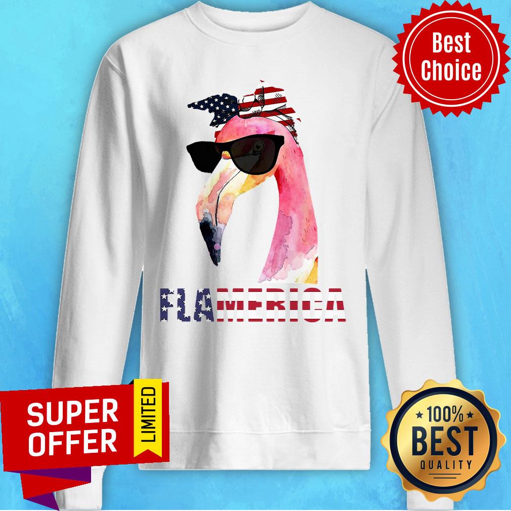 Nice Flamerica America 4th Of July Independence Day Flamingo Shirt - Image 2