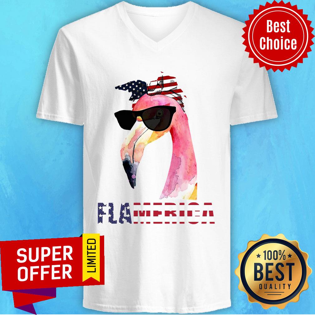 Nice Flamerica America 4th Of July Independence Day Flamingo Shirt - Image 4