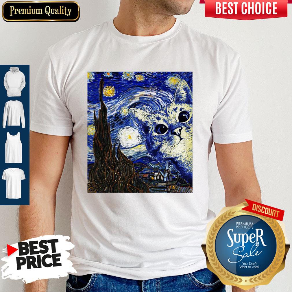 Premium Cat Kitten Van Gogh Starry Night Shirt