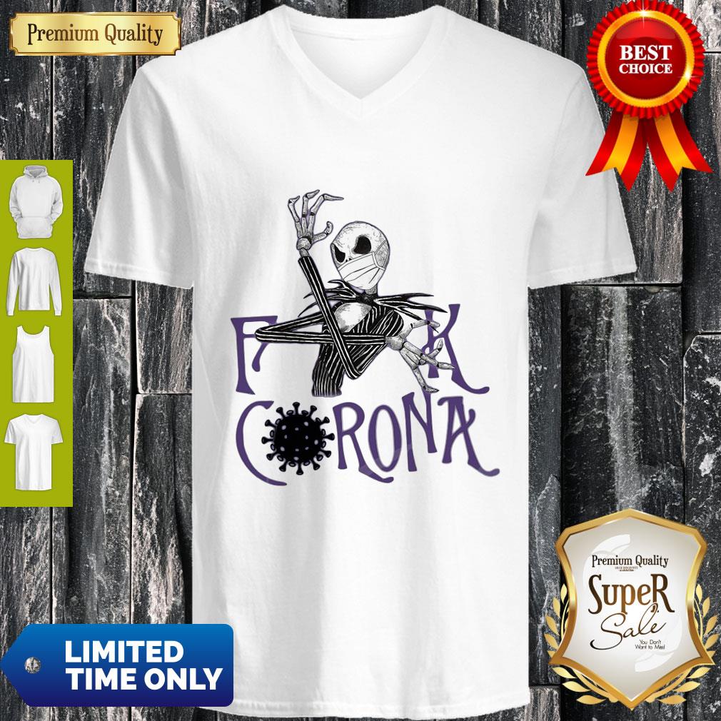 Top Jack Skellington Face Mask Fuck Coronavirus Covid 19 Shirt - Image 3