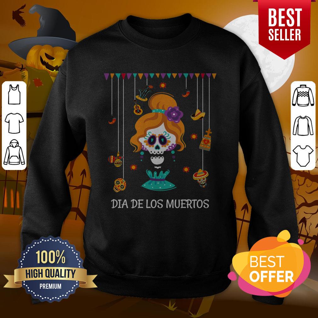 Dia De Los Muertos Girl Funny Day Of The Dead Hanging Skulls Girl Shirt - Image 4