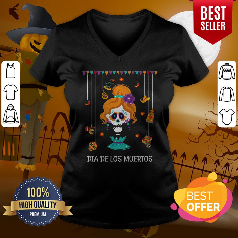 Dia De Los Muertos Girl Funny Day Of The Dead Hanging Skulls Girl Shirt - Image 2