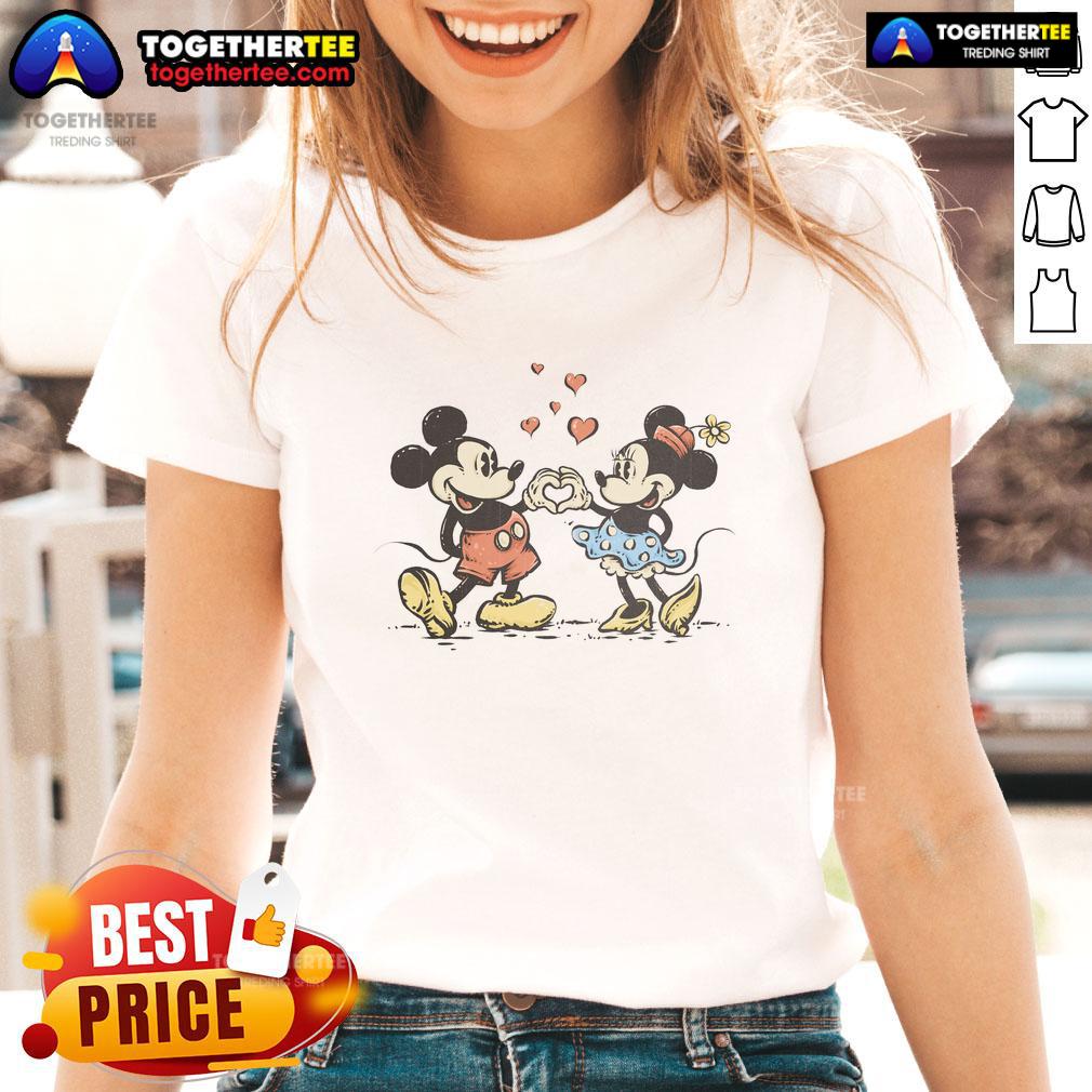 Good Two Hands One Heart Mickey Mouse Minnie Mouse T-Shirt - Image 3