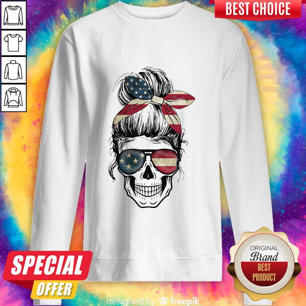 Independence Day Skull Lady America Shirt - Image 2