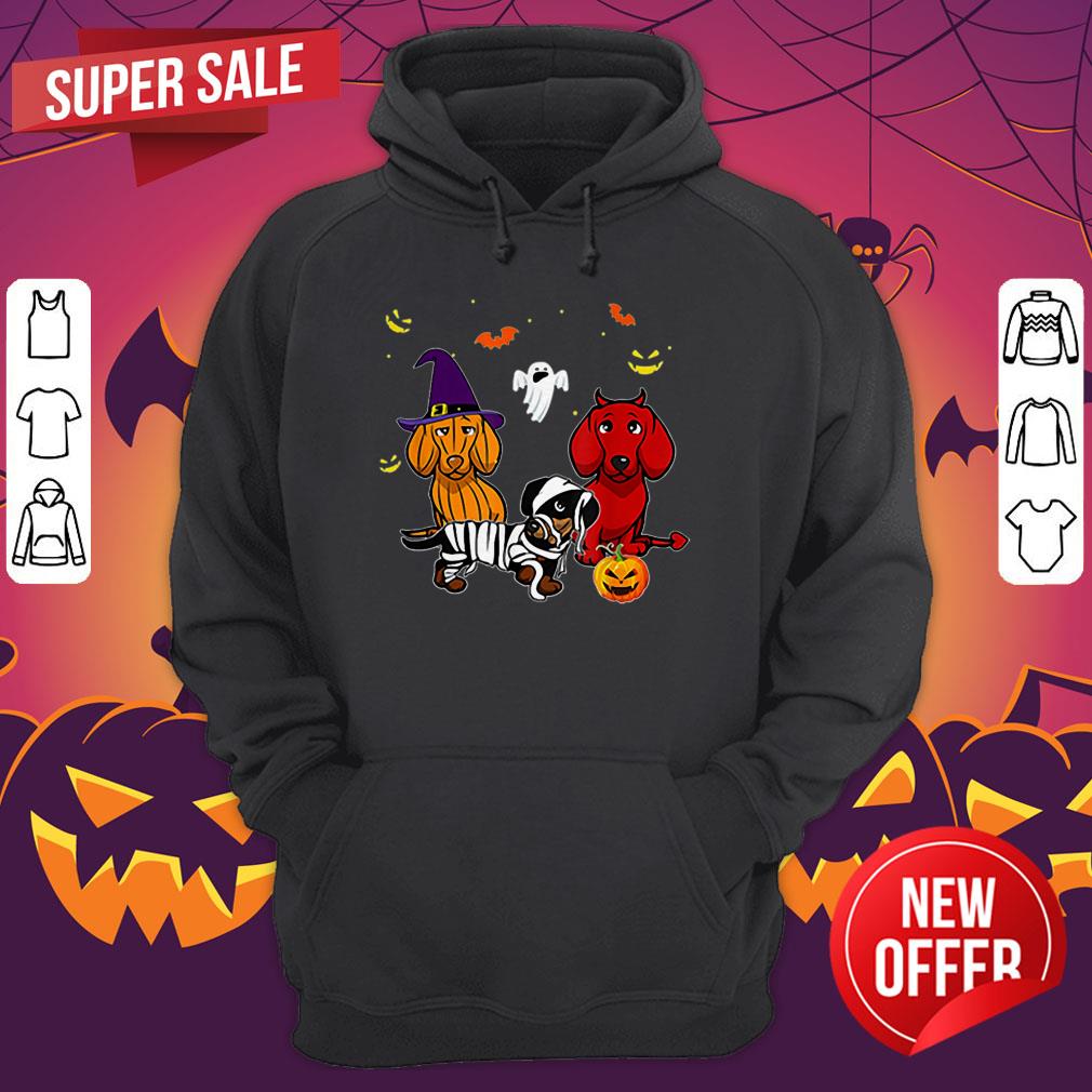 Dachshund Doxie Witch Devil Pumpkin Halloween Shirt - Image 3
