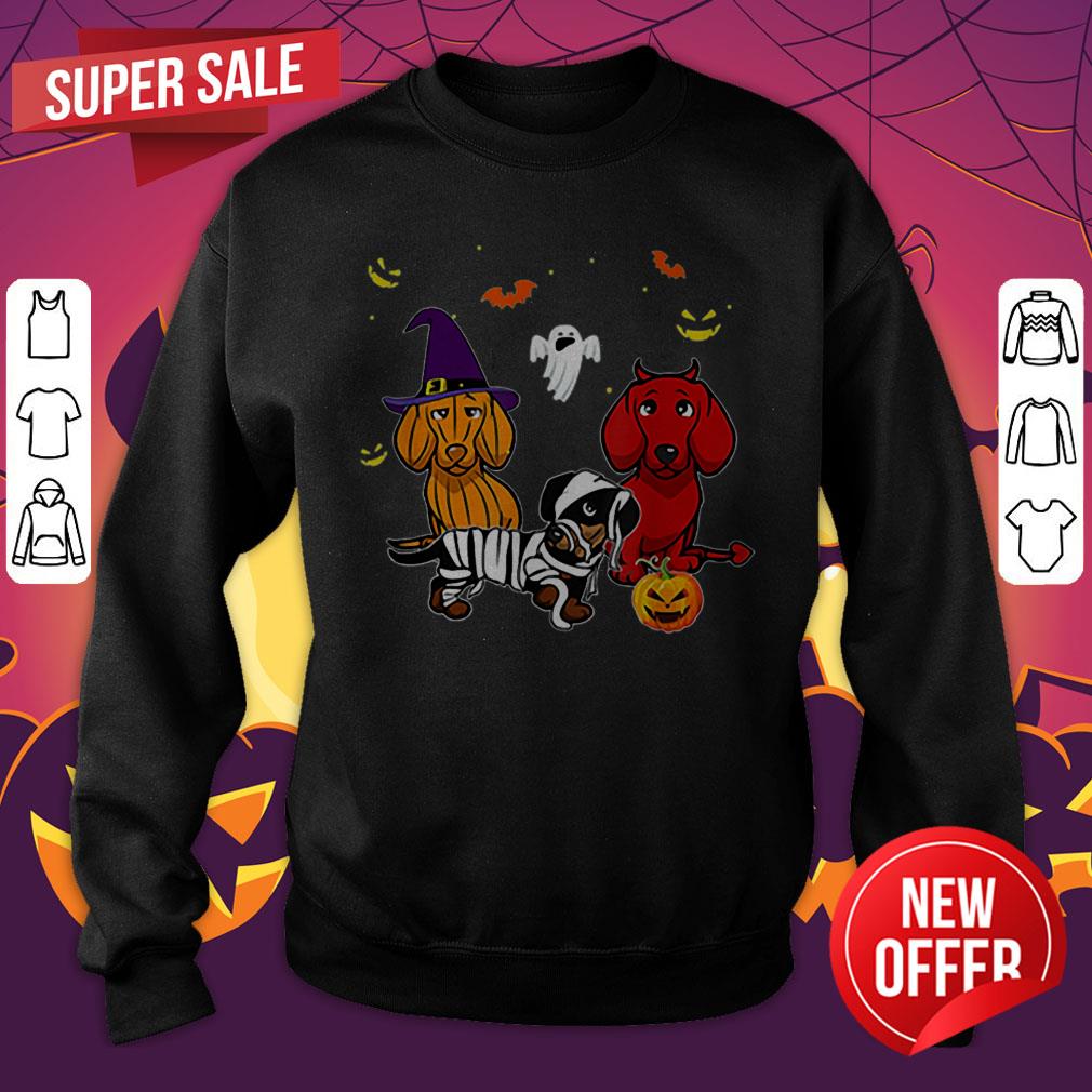Dachshund Doxie Witch Devil Pumpkin Halloween Shirt - Image 2