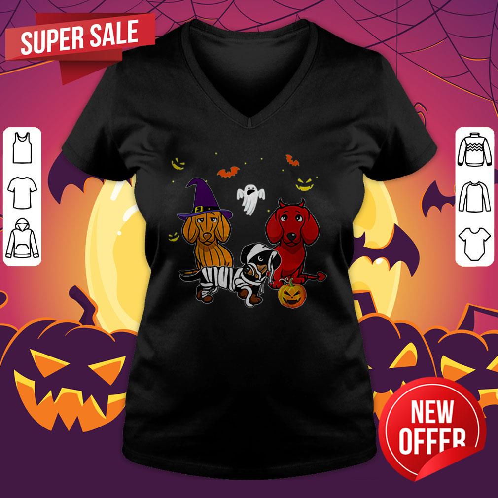 Dachshund Doxie Witch Devil Pumpkin Halloween Shirt - Image 4