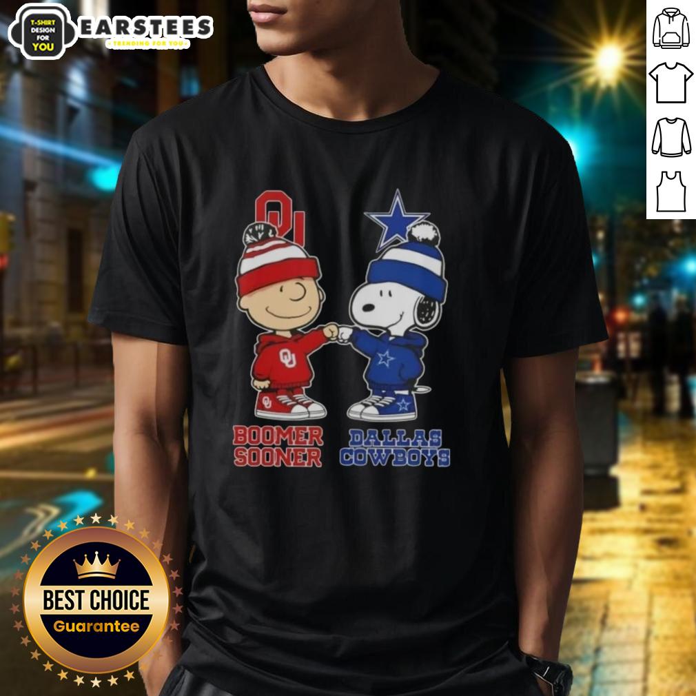 Nice Charlie Brown Fist Bump Snoopy Bommer Sooner X Dallas Cowboys T-Shirt