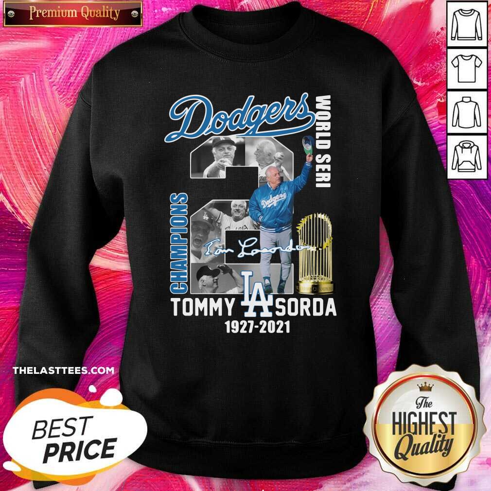 Pretty Los Angeles Dodgers Tommy Sorda 1927 2021 Signature Shirt - Image 2
