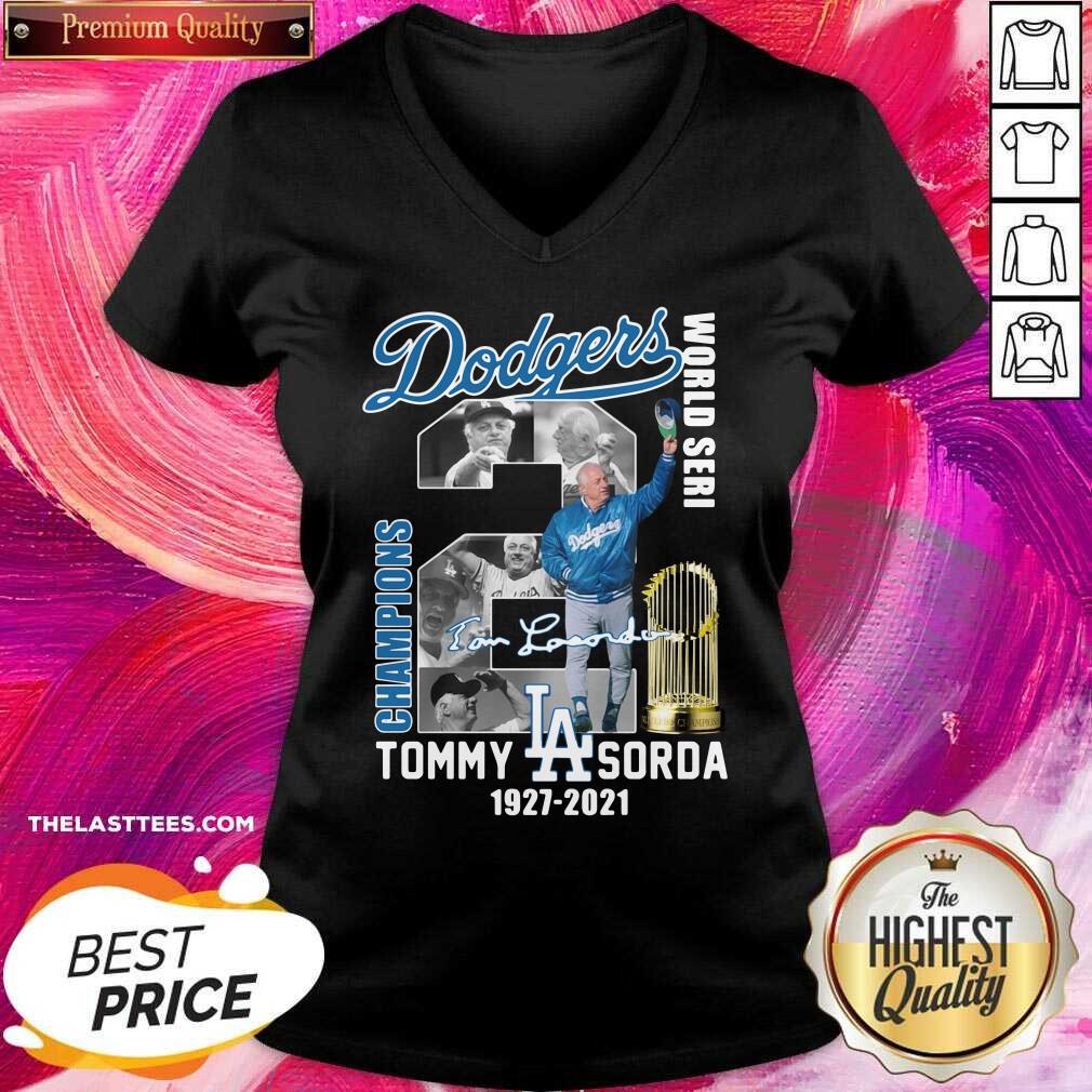 Pretty Los Angeles Dodgers Tommy Sorda 1927 2021 Signature Shirt - Image 4