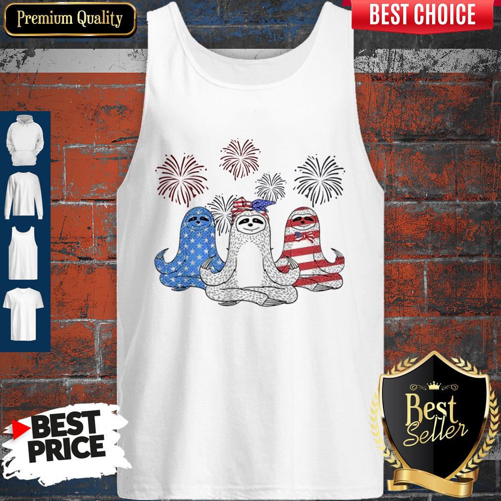 Independence Day Sloths Wear Bow Tie Firework Shirt - Image 4