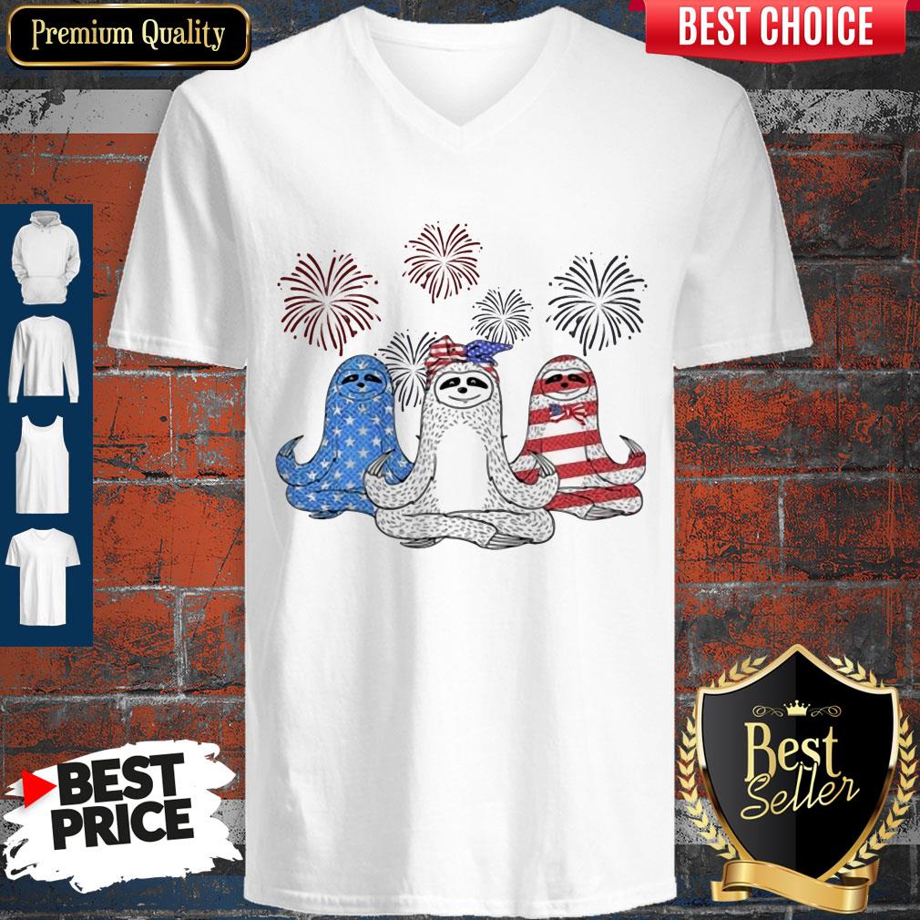 Independence Day Sloths Wear Bow Tie Firework Shirt - Image 3