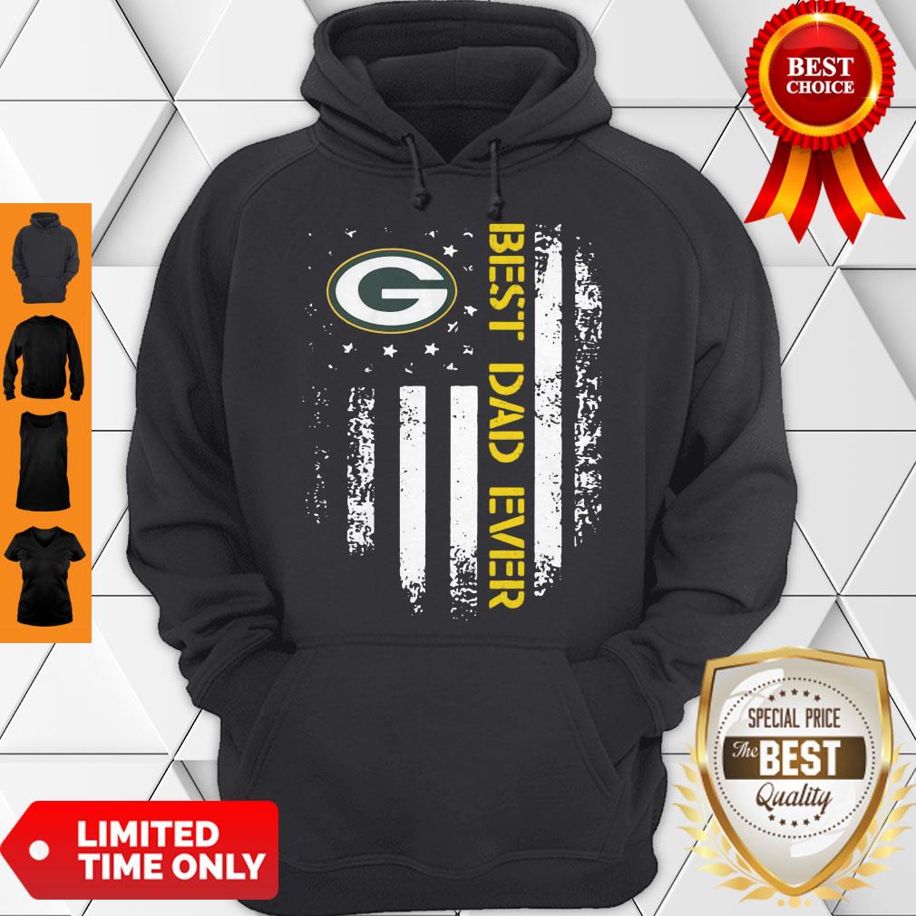 Good Green Bay Packers Best Dad Ever American Flag Shirt - Image 2