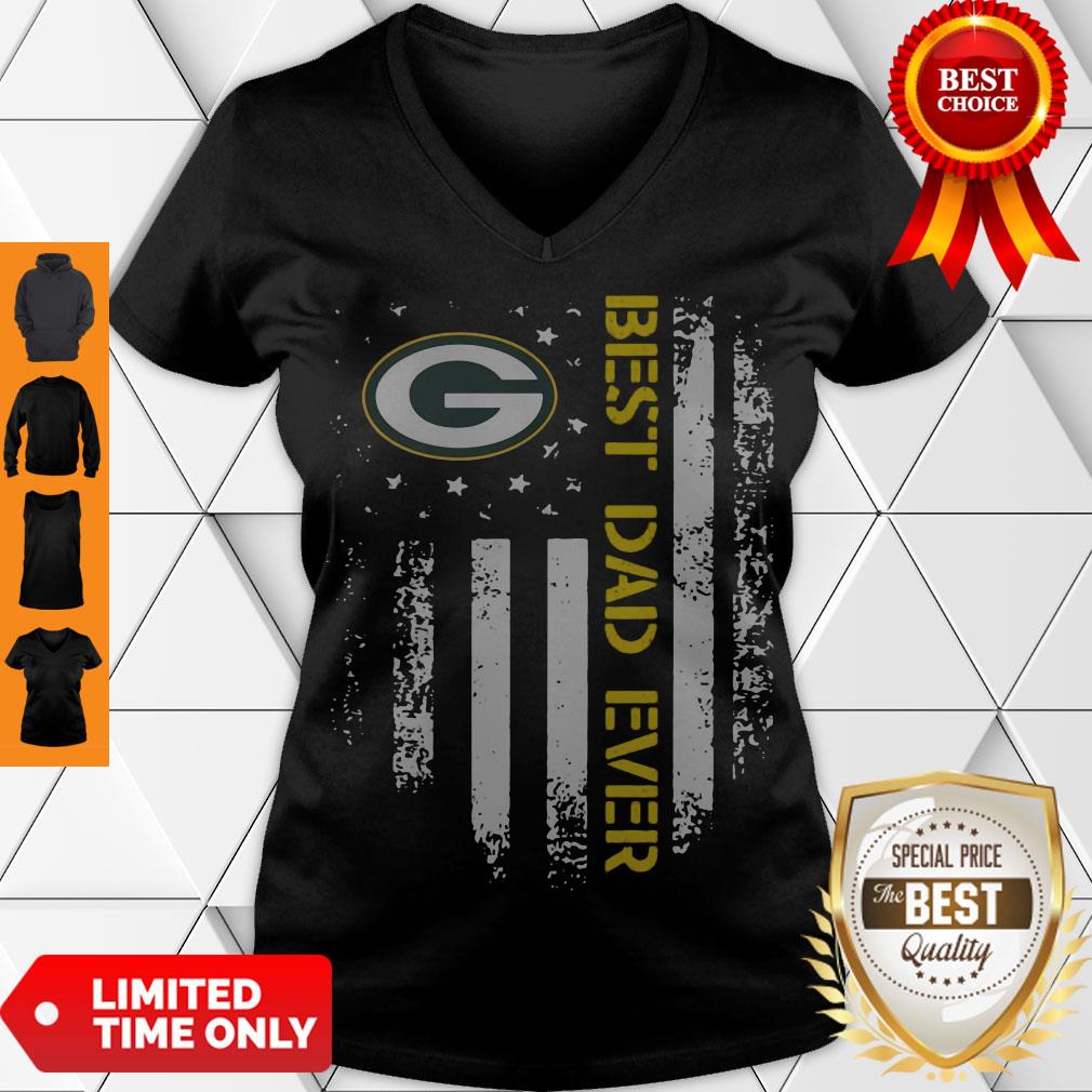 Good Green Bay Packers Best Dad Ever American Flag Shirt - Image 5