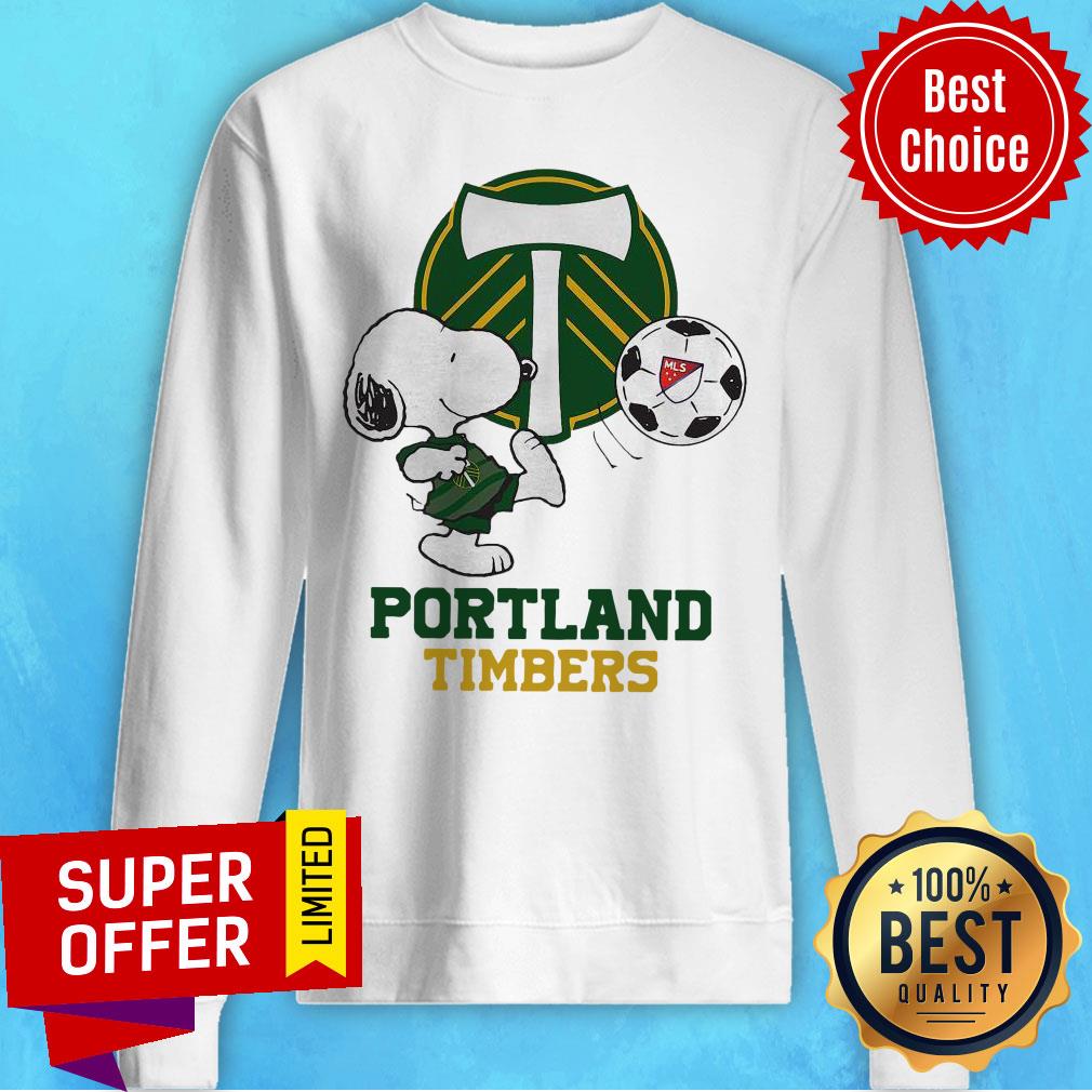 Top Snoopy Playing Soccer Portland Timbers Shirt - Image 4