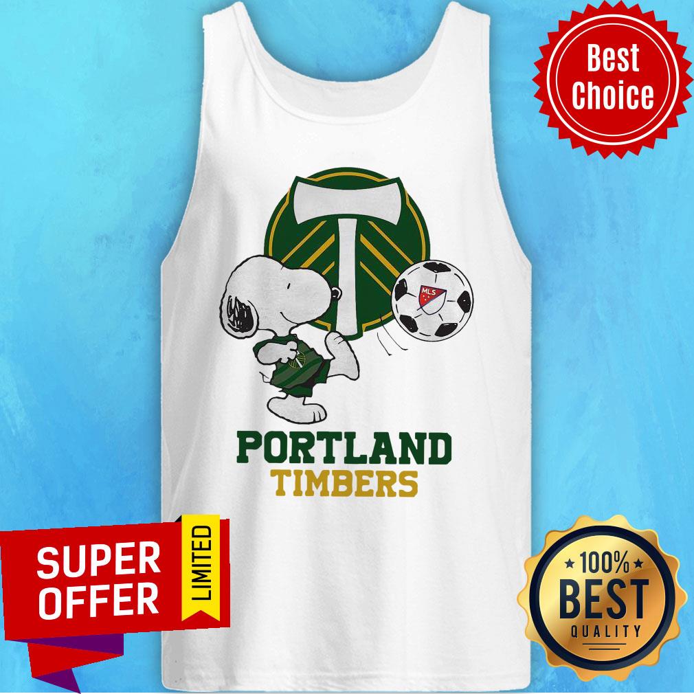 Top Snoopy Playing Soccer Portland Timbers Shirt - Image 3