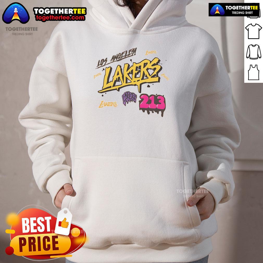 Official Los Angeles Lakers Mitchell And Ness Slap T-Shirt - Image 2