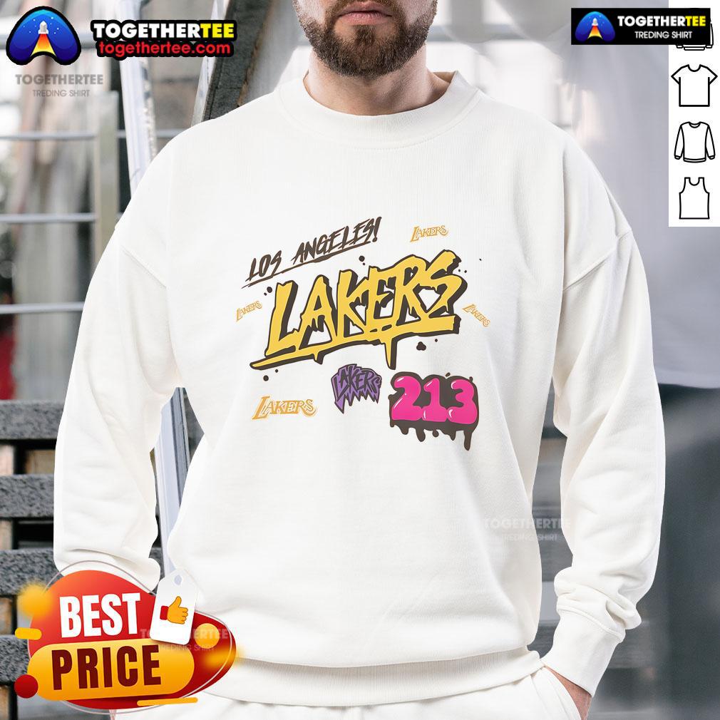 Official Los Angeles Lakers Mitchell And Ness Slap T-Shirt - Image 5