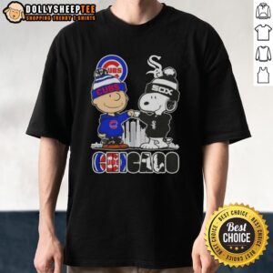 Top Snoopy And Charlie Brown Chicago City Sports Cubs X White Sox Skyline T-Shirt