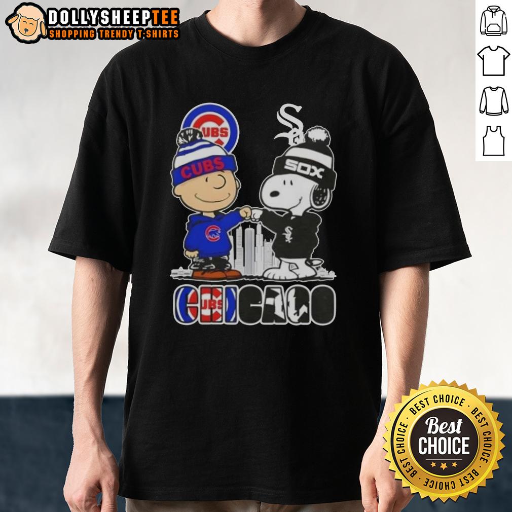 Top Snoopy And Charlie Brown Chicago City Sports Cubs X White Sox Skyline T-Shirt
