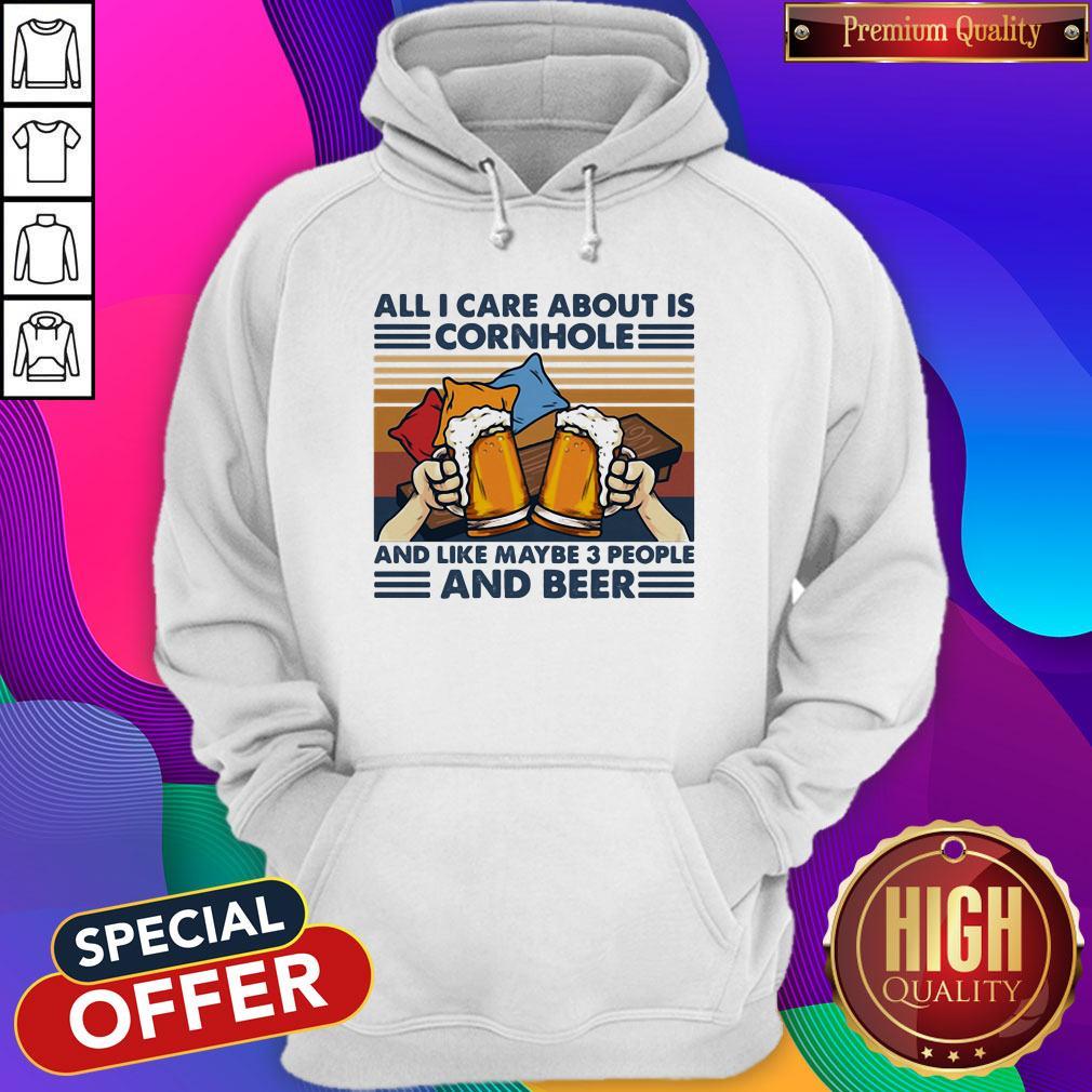 All I Care About Is Cornhole And Like Maybe 3 People And Beer Vintage Retro Shirt - Image 3