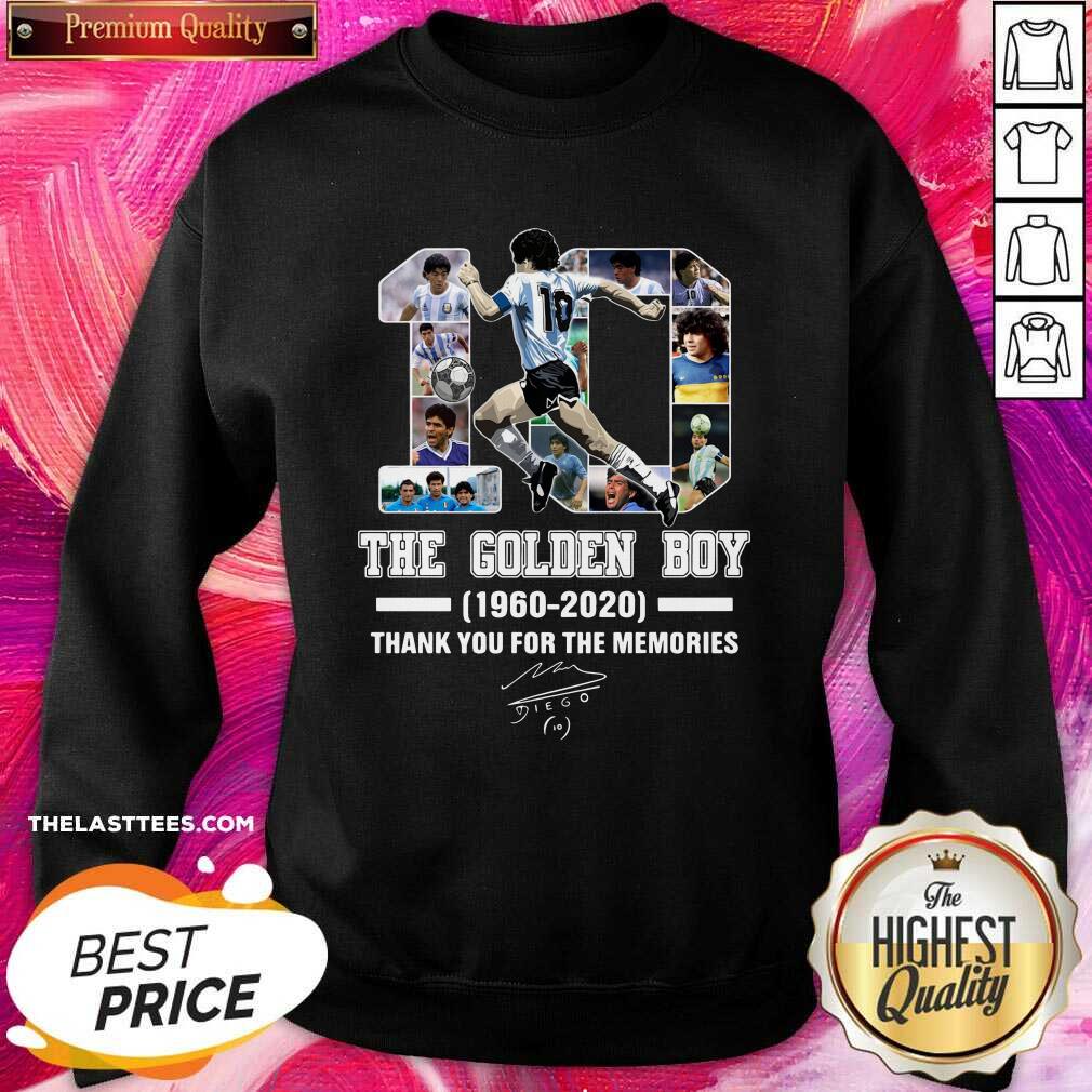 Love 10 Diego Maradona The Golden Boy 1960 2020 Thank You For The Memories Signature Shirt - Image 4