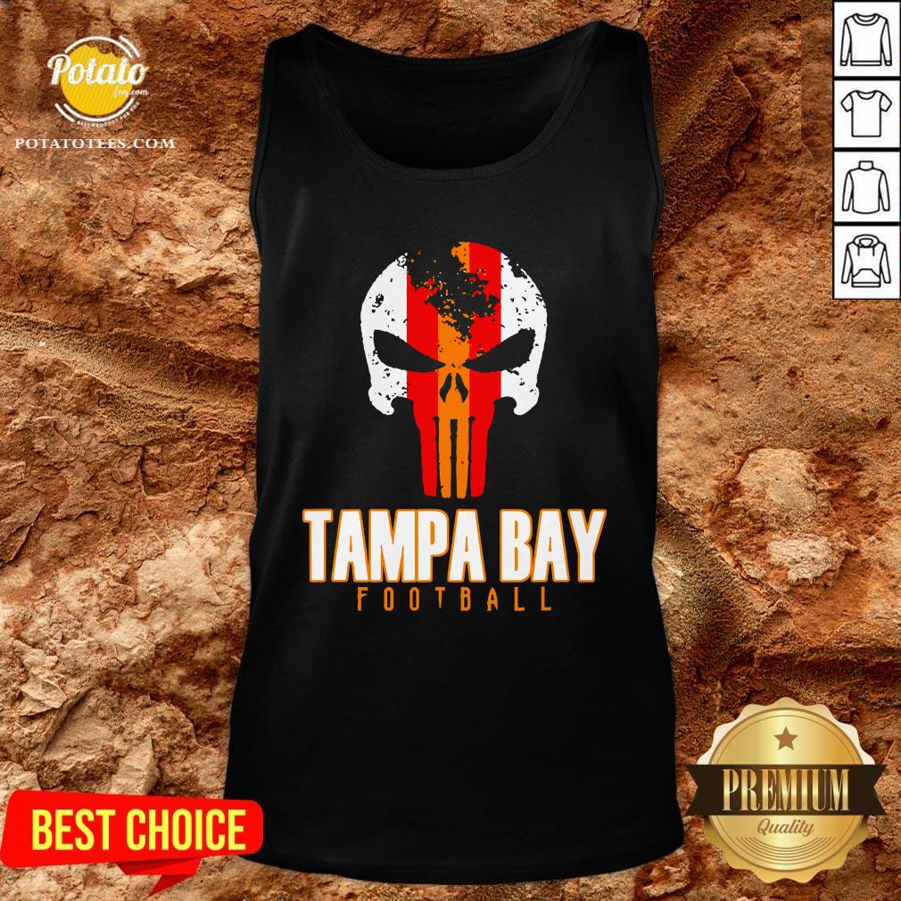 Nice Tampa Bay Varsity Style Retro Football Skull Shirt - Image 3