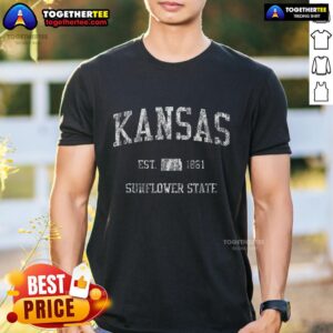 Top Kansas Sunflower State Est 1861 Vintage Sports T-Shirt
