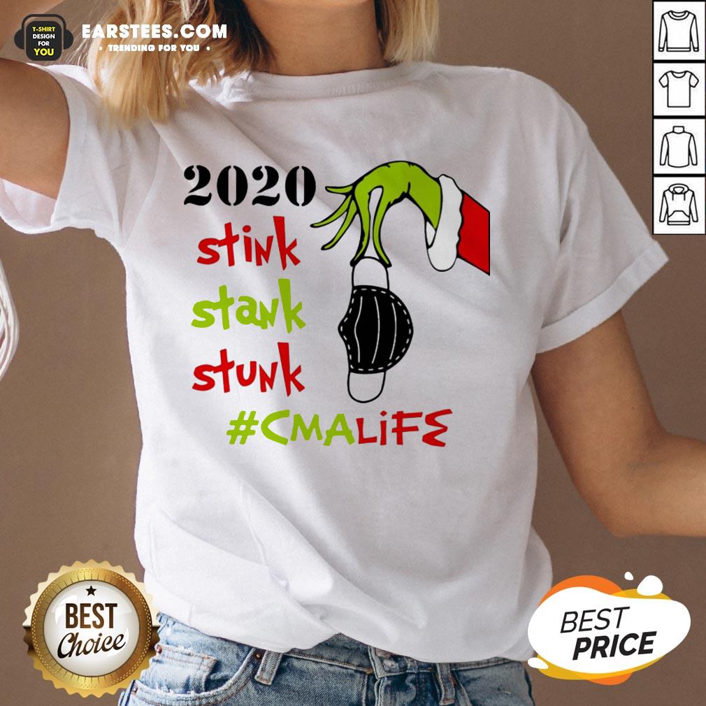 Pretty The Grinch Hand Holding Mask 2020 Stink Stank Stunk #Lpnlife Christmas Shirt - Image 3