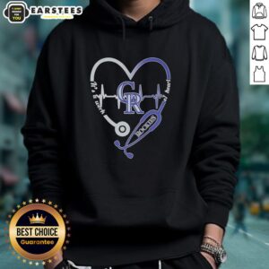Alternative view of Hot Colorado Rockies Stethoscope Heartbeat It's A Work Of Heart T-Shirt