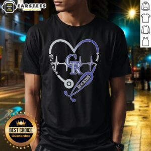 Hot Colorado Rockies Stethoscope Heartbeat It's A Work Of Heart T-Shirt