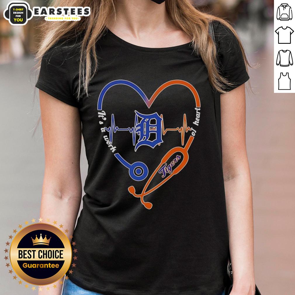 Hot Detroit Tigers Stethoscope Heartbeat It's A Work Of Heart T-Shirt - Image 3