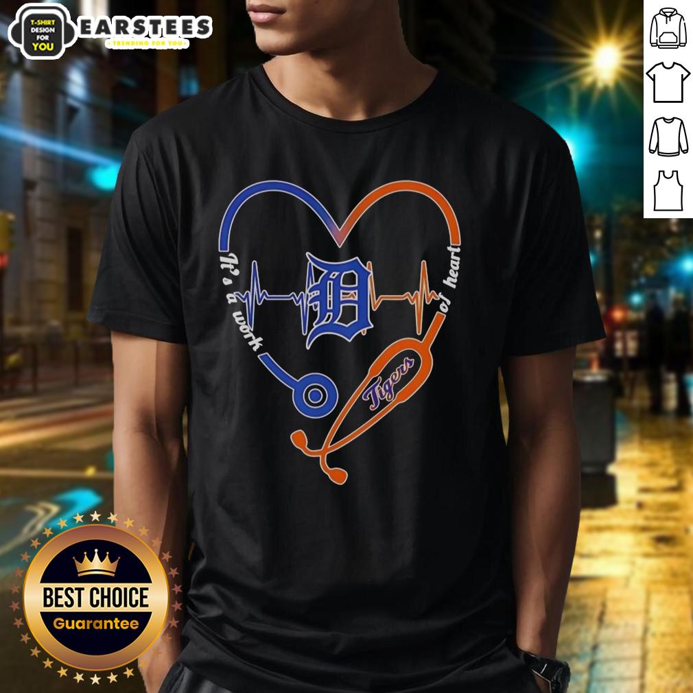 Hot Detroit Tigers Stethoscope Heartbeat It's A Work Of Heart T-Shirt