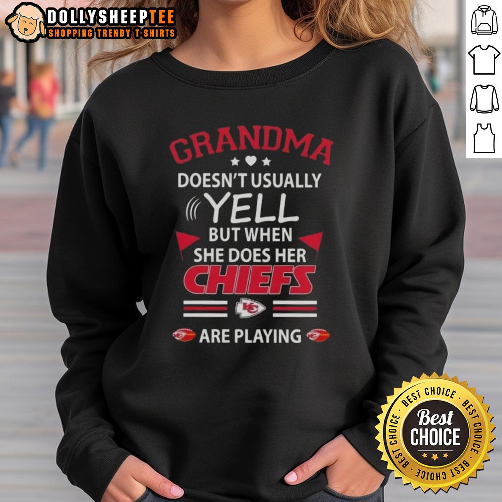 Awesome Grandma Doesn't Usually Yell But When She Does Her Kansas City Chiefs Football Are Playing T-Shirt - Image 5